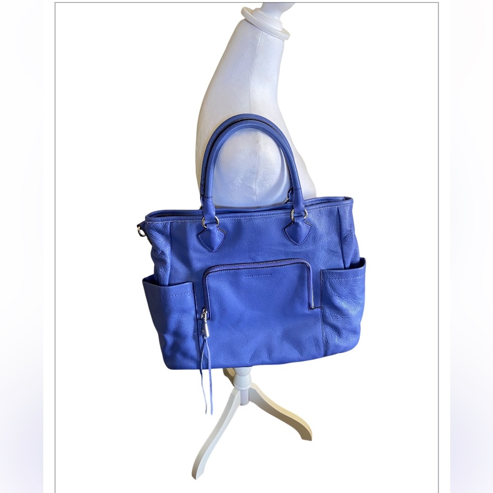 Aimee Kestenberg Periwinkle/Purple Leather Large Bag Tote Purse Satchel NWOT
